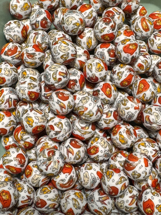 Lion Cub and Friends 15mm Printed Silicone Bead