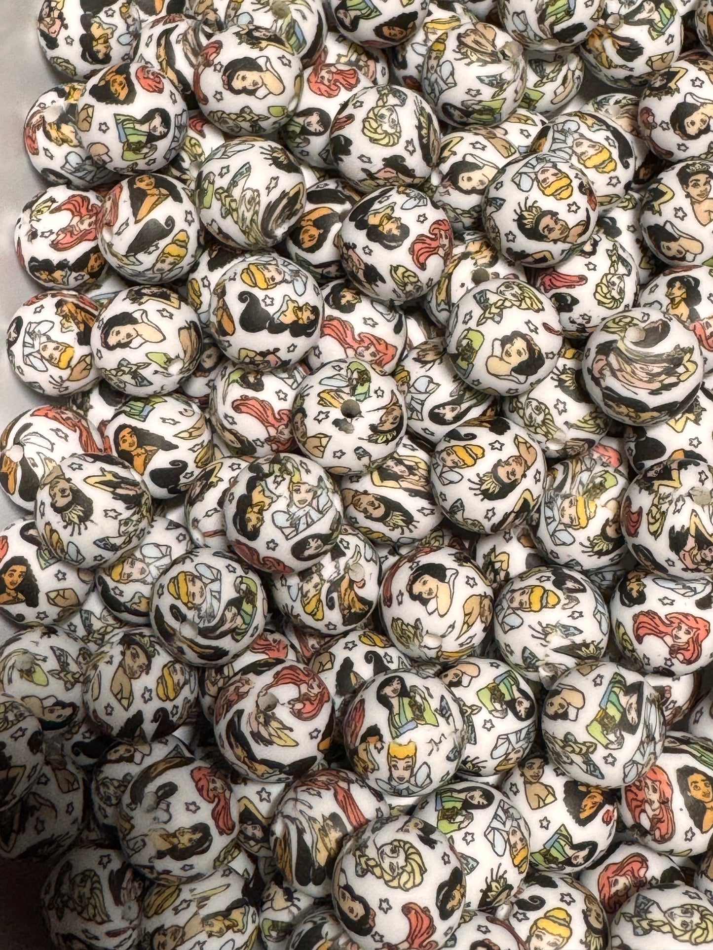 Princess Friends 15mm Printed Silicone Bead