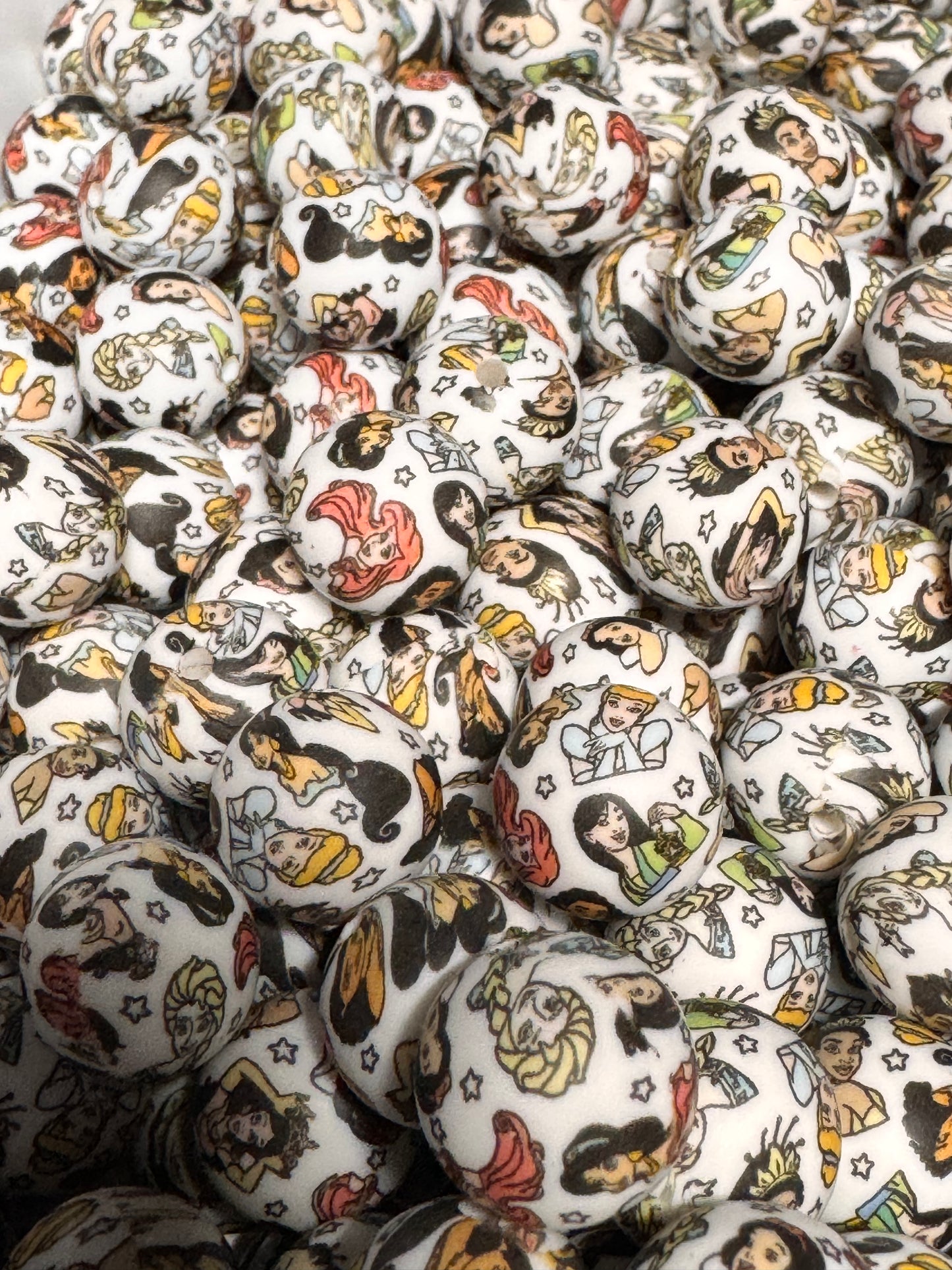 Princess Friends 15mm Printed Silicone Bead