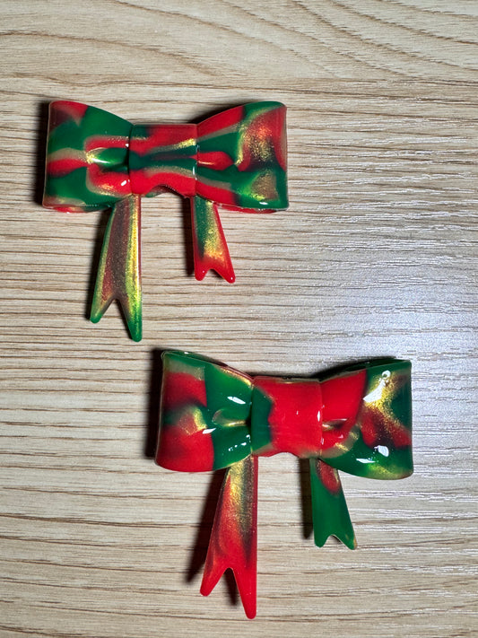 Green, Red, Gold Liquid Large Silicone Bow