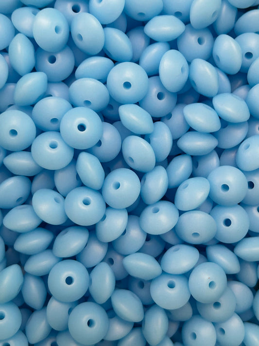 Blue 12mm Glow in the Dark Neon Lentil Bead