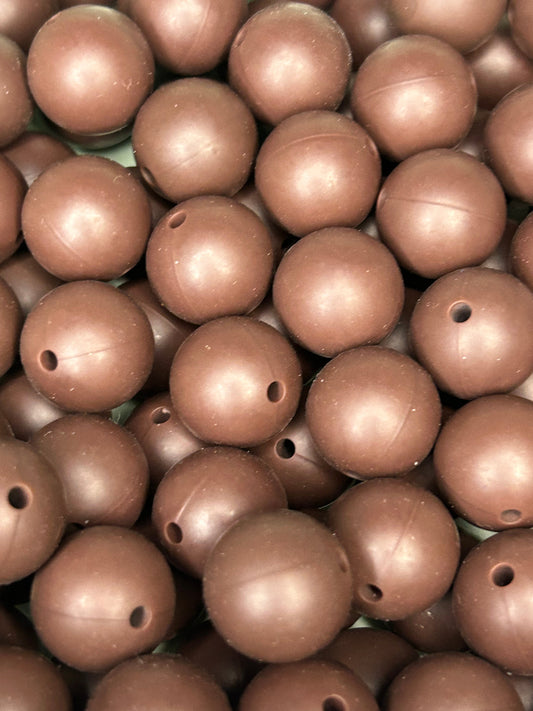 Cocoa 15mm Solid Color Silicone Bead