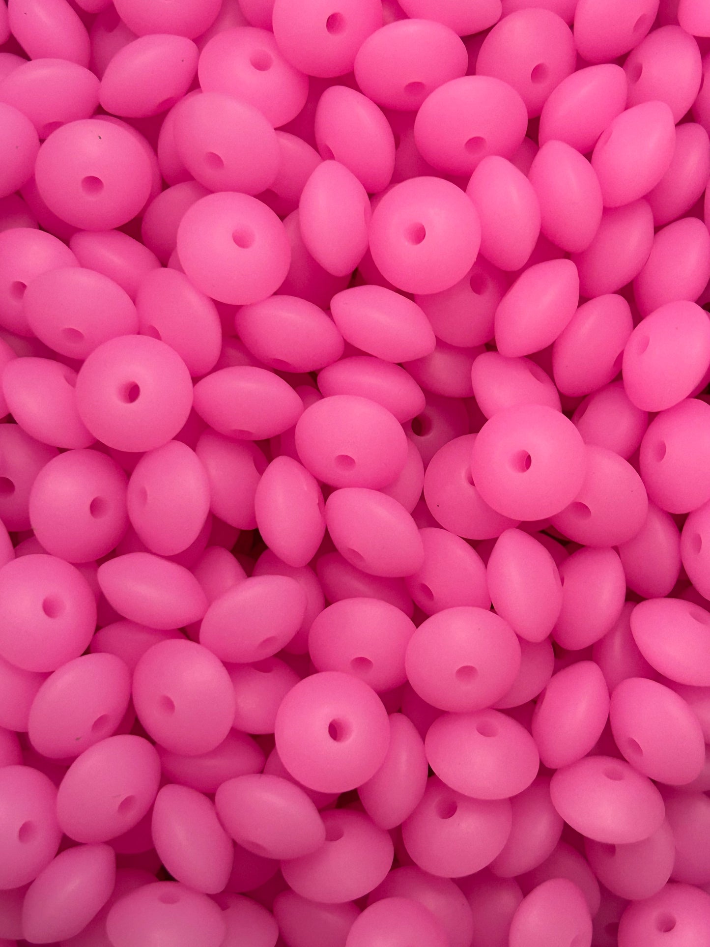 Pink 12mm Glow in the Dark Neon Lentil Bead