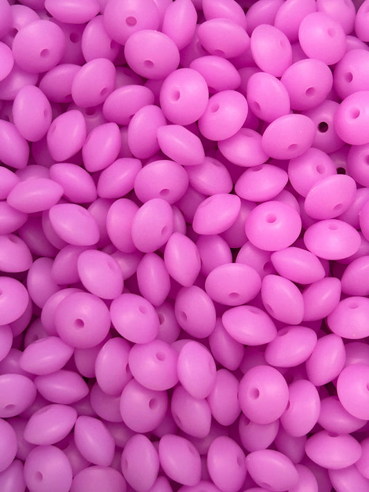 Purple 12mm Glow in the Dark Neon Lentil Bead