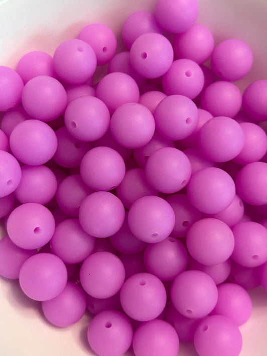 Purple Glow in the Dark Neon 15mm Silicone Bead