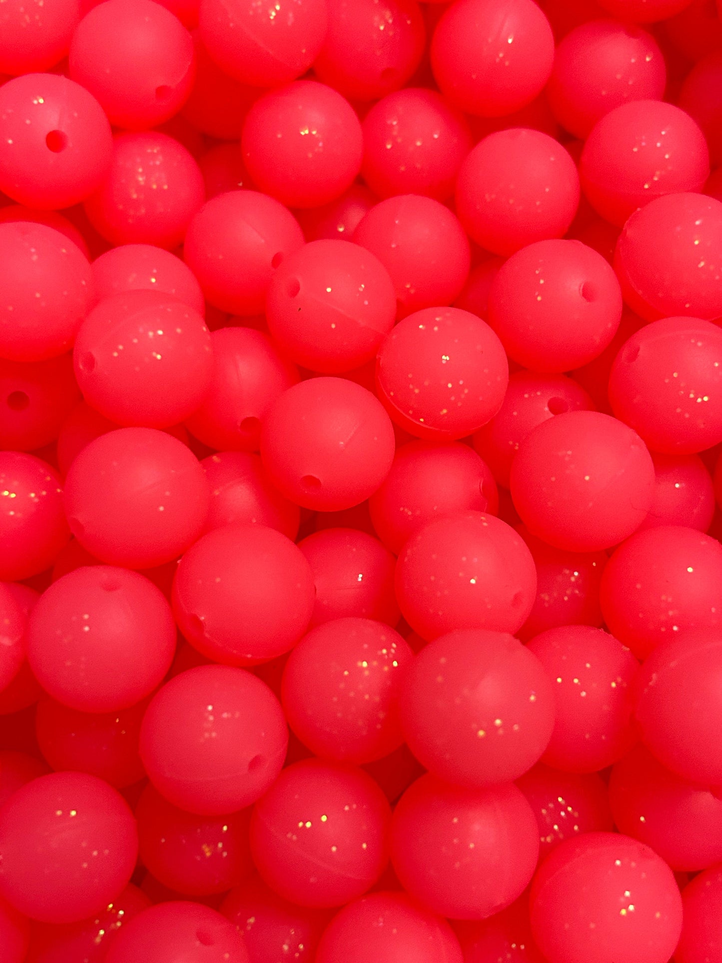 Pink 15mm Neon Glitter Silicone Bead