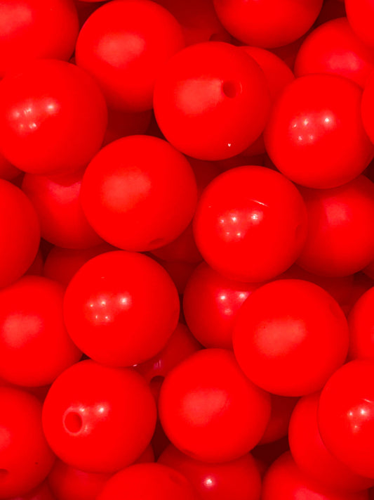 True Red 15mm Solid Color Silicone Bead