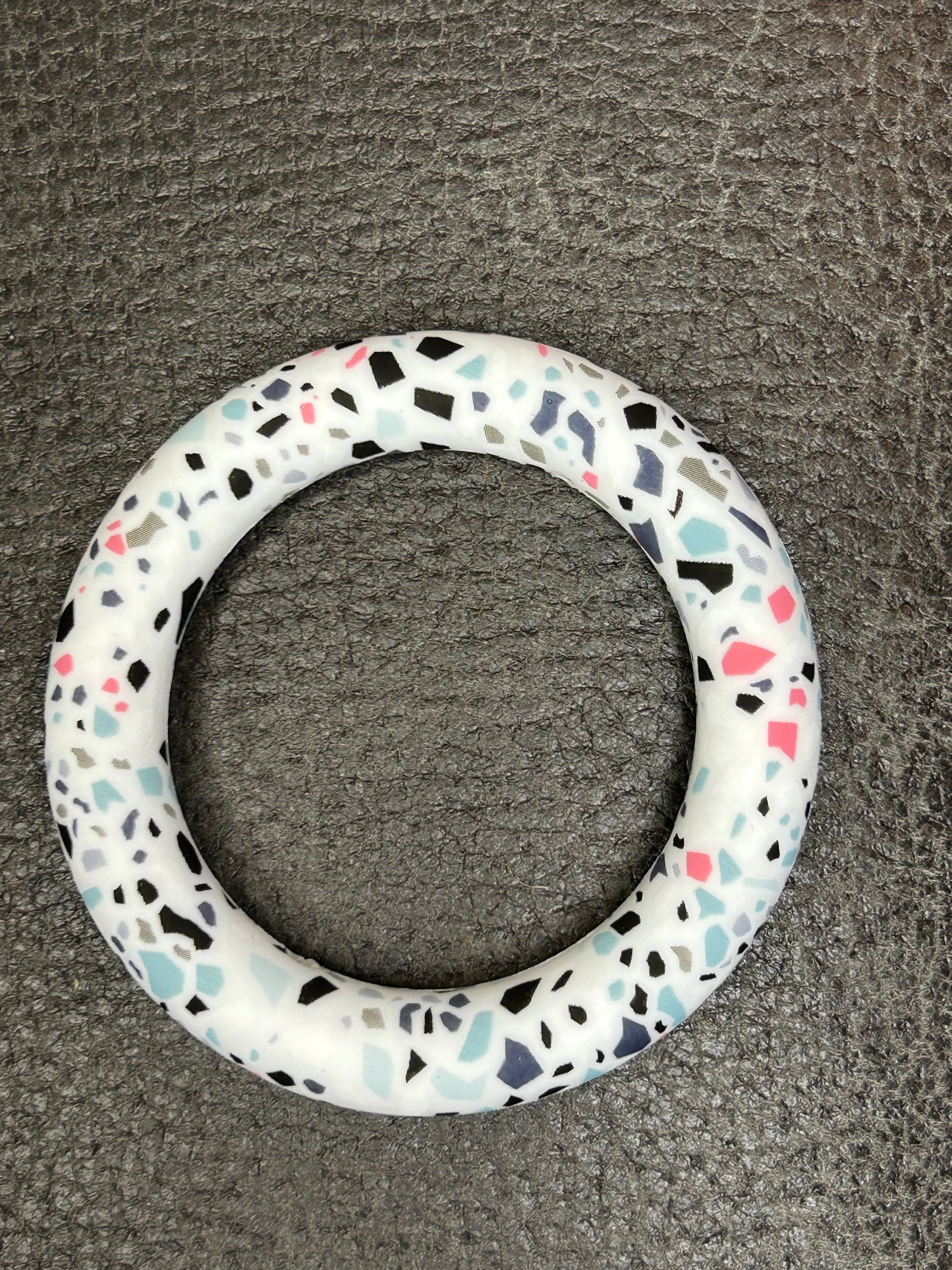 White Terrazzo 65mm Printed Silicone Ring