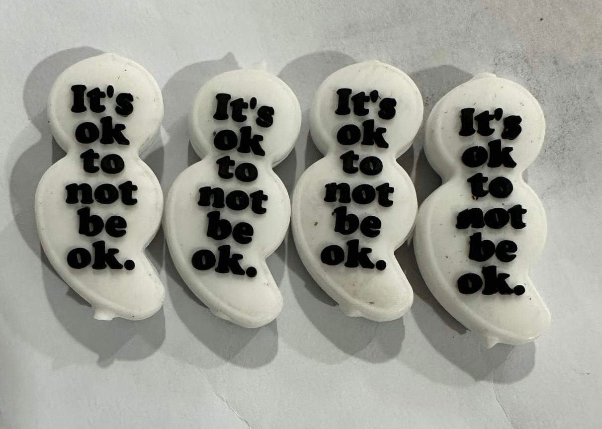 Mint and Pink Semicolon It’s Ok to Not Be Okay Custom Silicone Focal