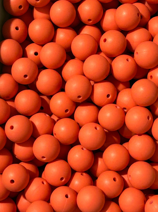 Salmon 15mm Solid Color Silicone Bead