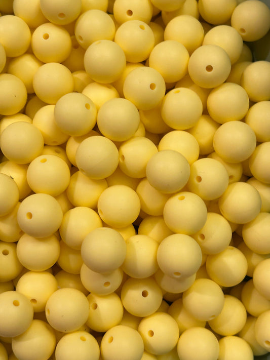 Creamy Yellow 15mm Solid Color Silicone Bead