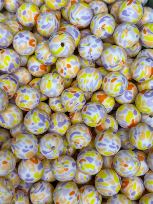 Fall Leopard Custom Printed Silicone Bead