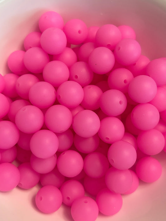 Hot Pink Glow in the Dark Neon 15mm Silicone Bead