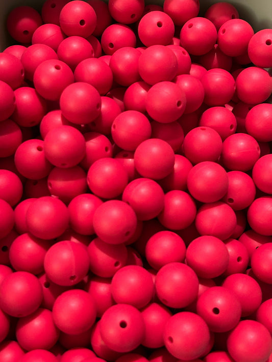 Strawberry Red 15mm Solid Color Silicone Bead