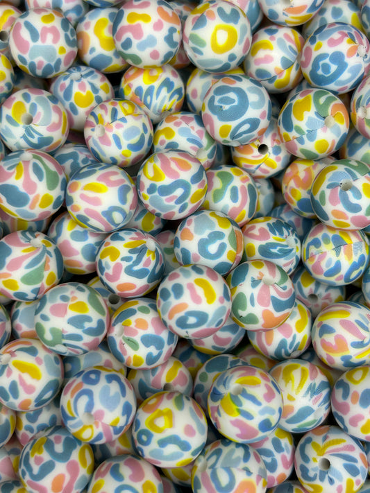 Pastel Leopard Custom Printed Silicone Bead