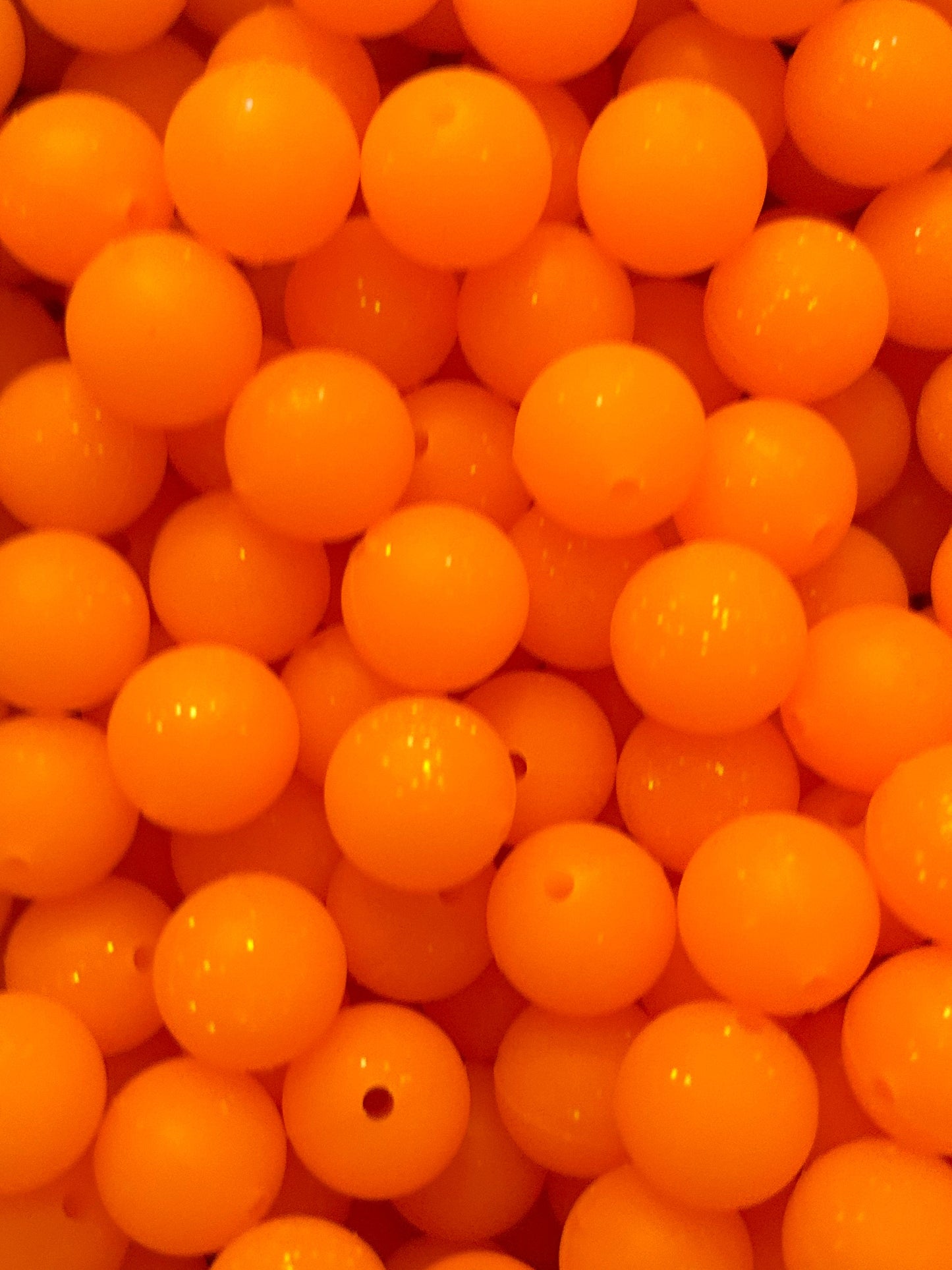 Orange 15mm Neon Glitter Silicone Bead