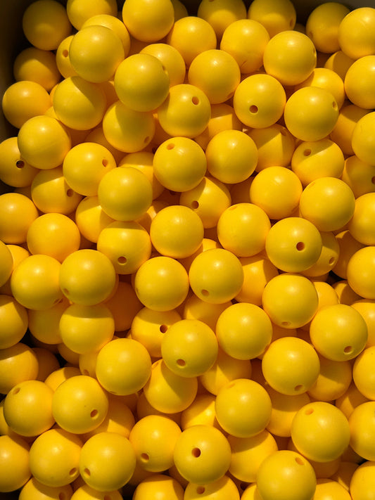 Bright Yellow 15mm Solid Color Silicone Bead