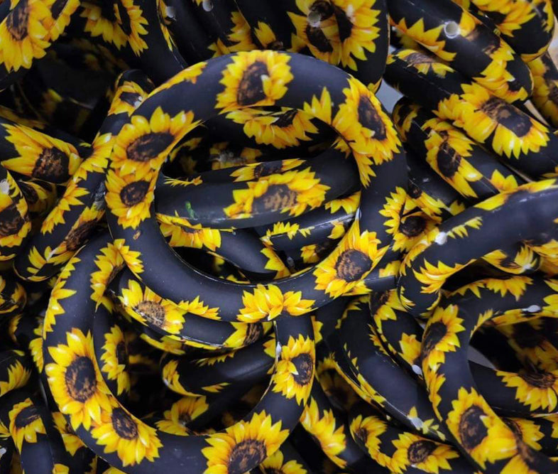 65mm Black Sunflower Printed Silicone Ring