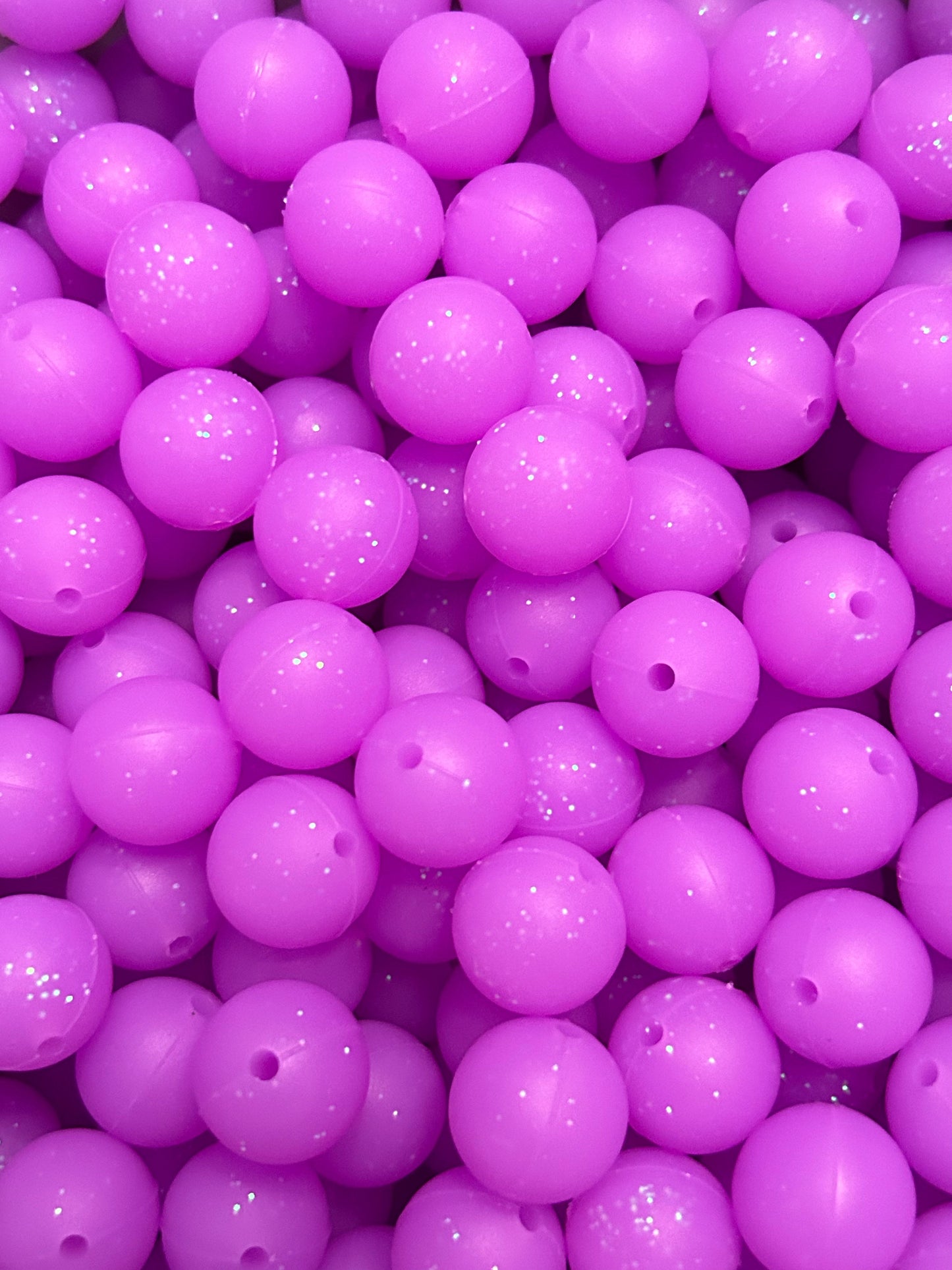 Purple Neon 15mm Glitter Silicone Bead