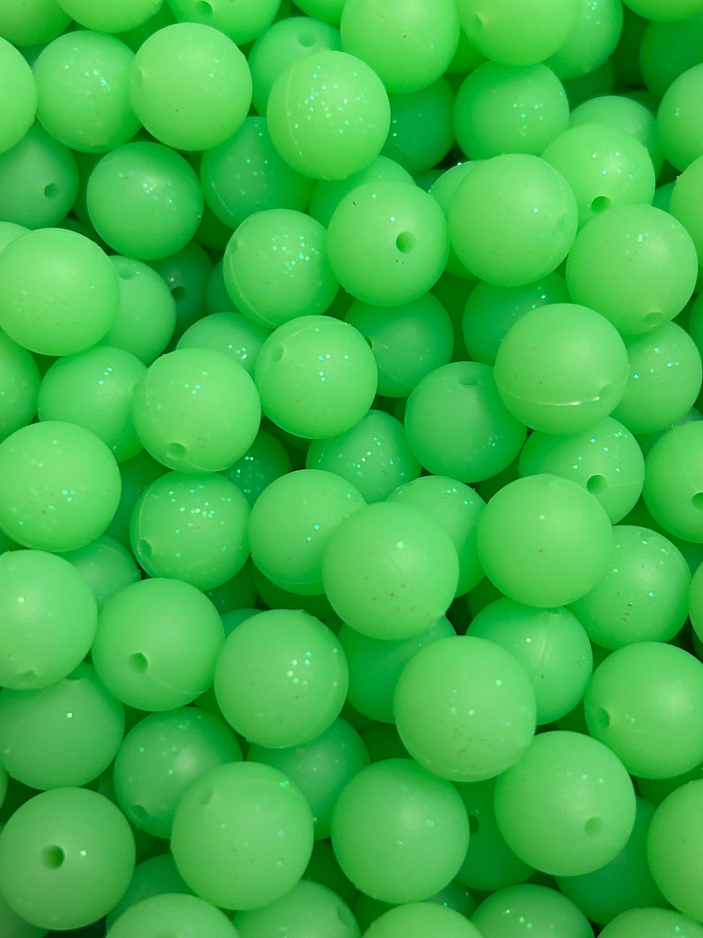 Green 15mm Neon Silicone Glitter Bead