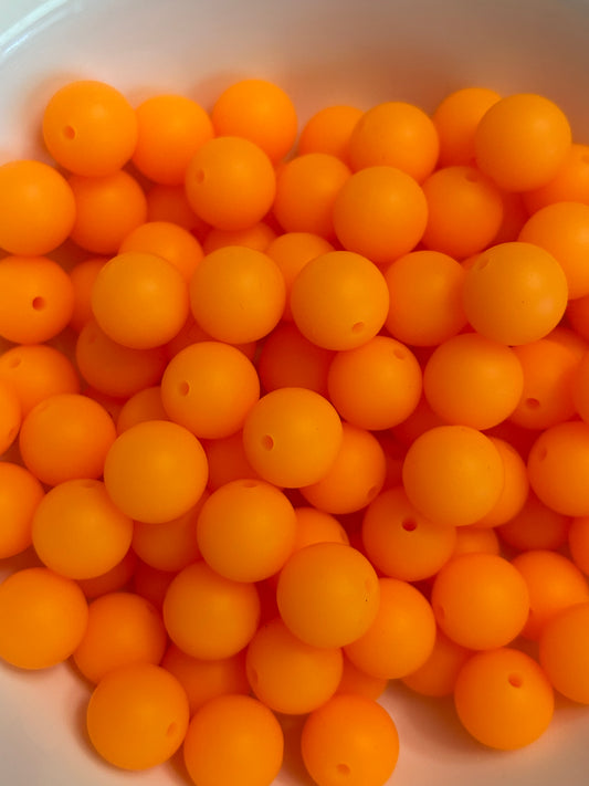 Orange Glow in the Dark Neon 15mm Silicone Bead