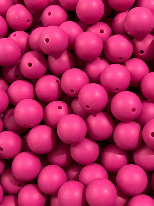 Magenta 15mm Solid Color Silicone Bead