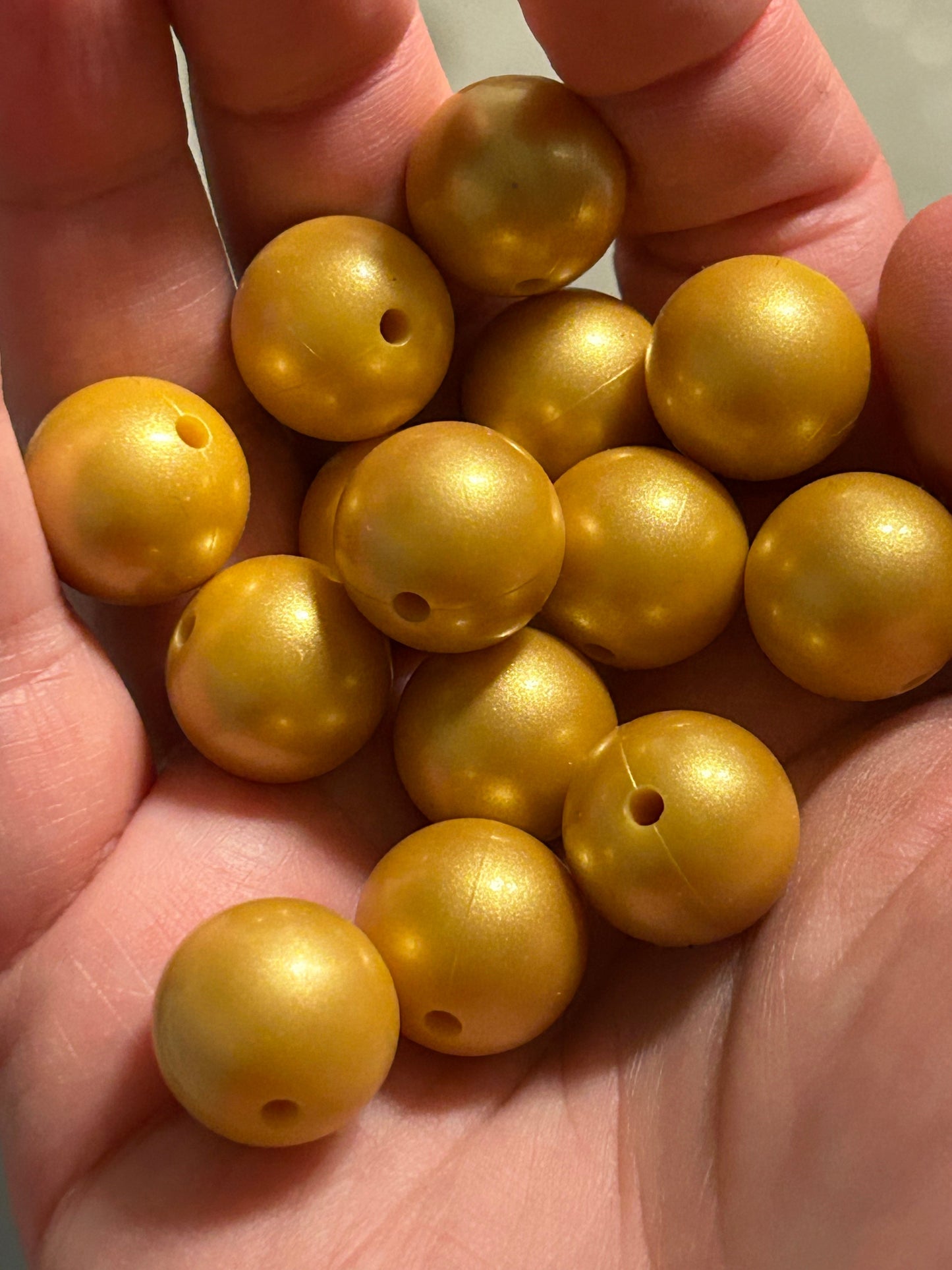 Gold 15mm Metallic Solid Color Silicone Bead