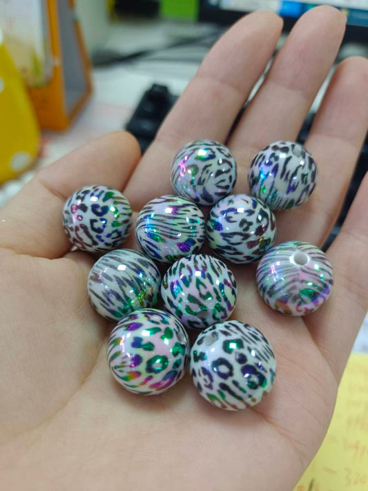 16mm Opal Leopard Acrylic Beads