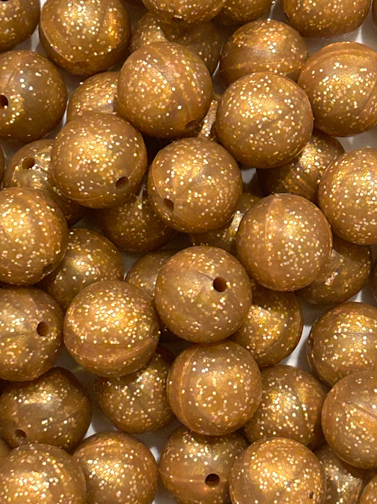 Copper 15mm Glitter Silicone Bead