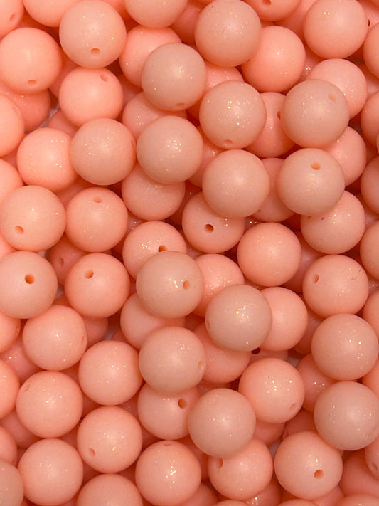 Light Pink 15mm Glitter Silicone Bead