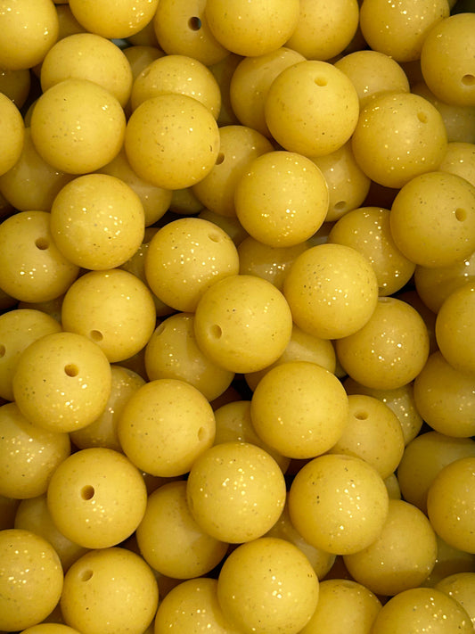 Mustard 15mm Glitter Silicone Bead