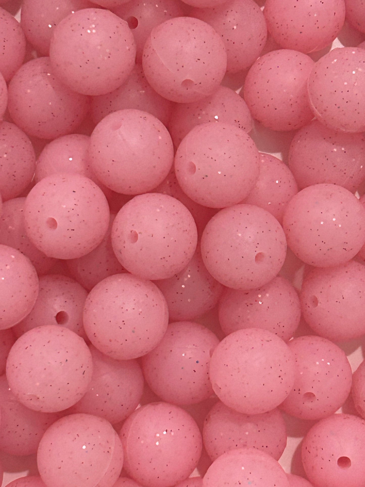 Pink 15mm Glitter Silicone Bead