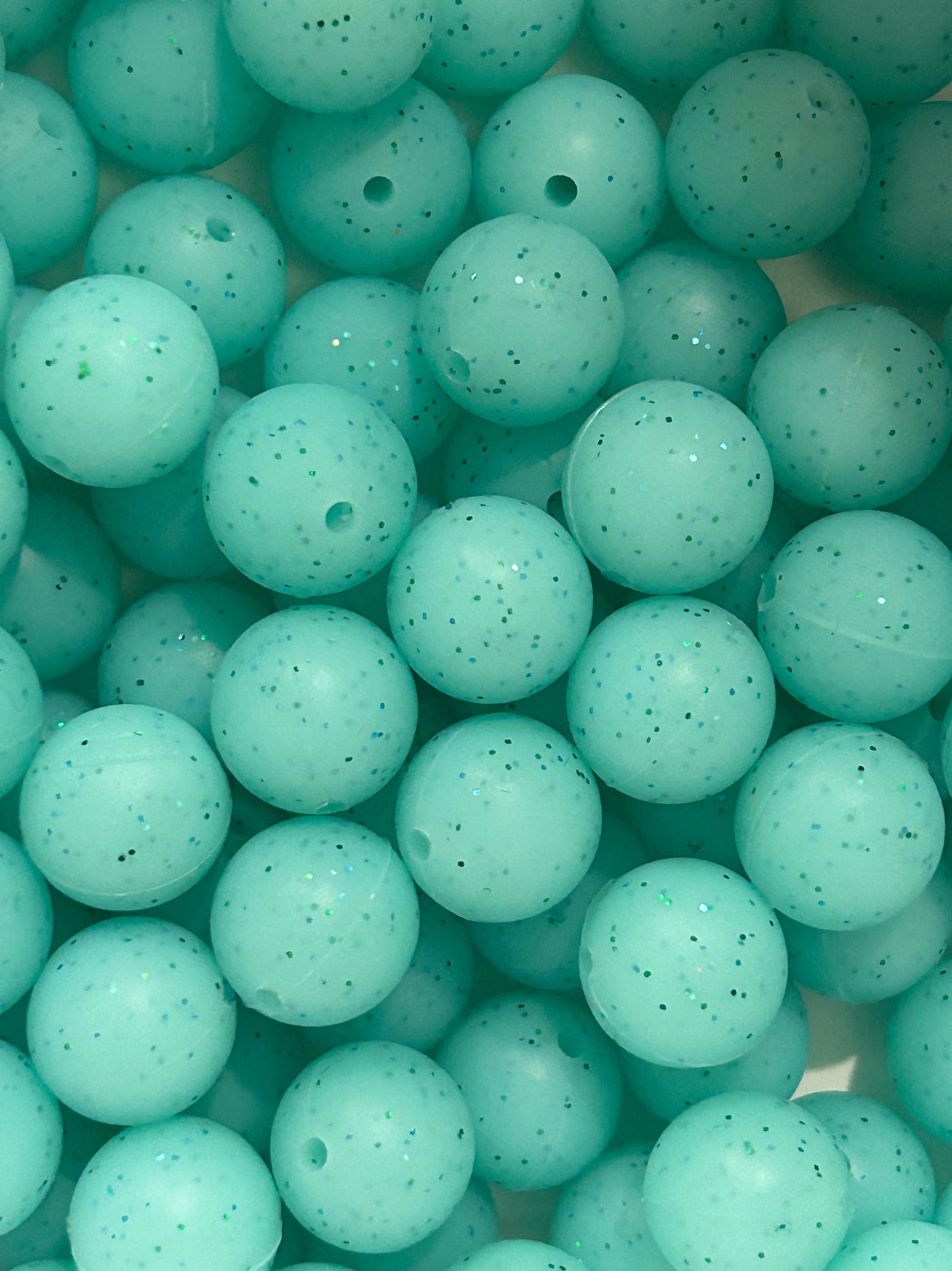 Turquoise 15mm Glitter Bead