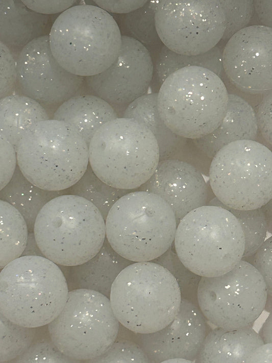 White 15mm Glitter Bead