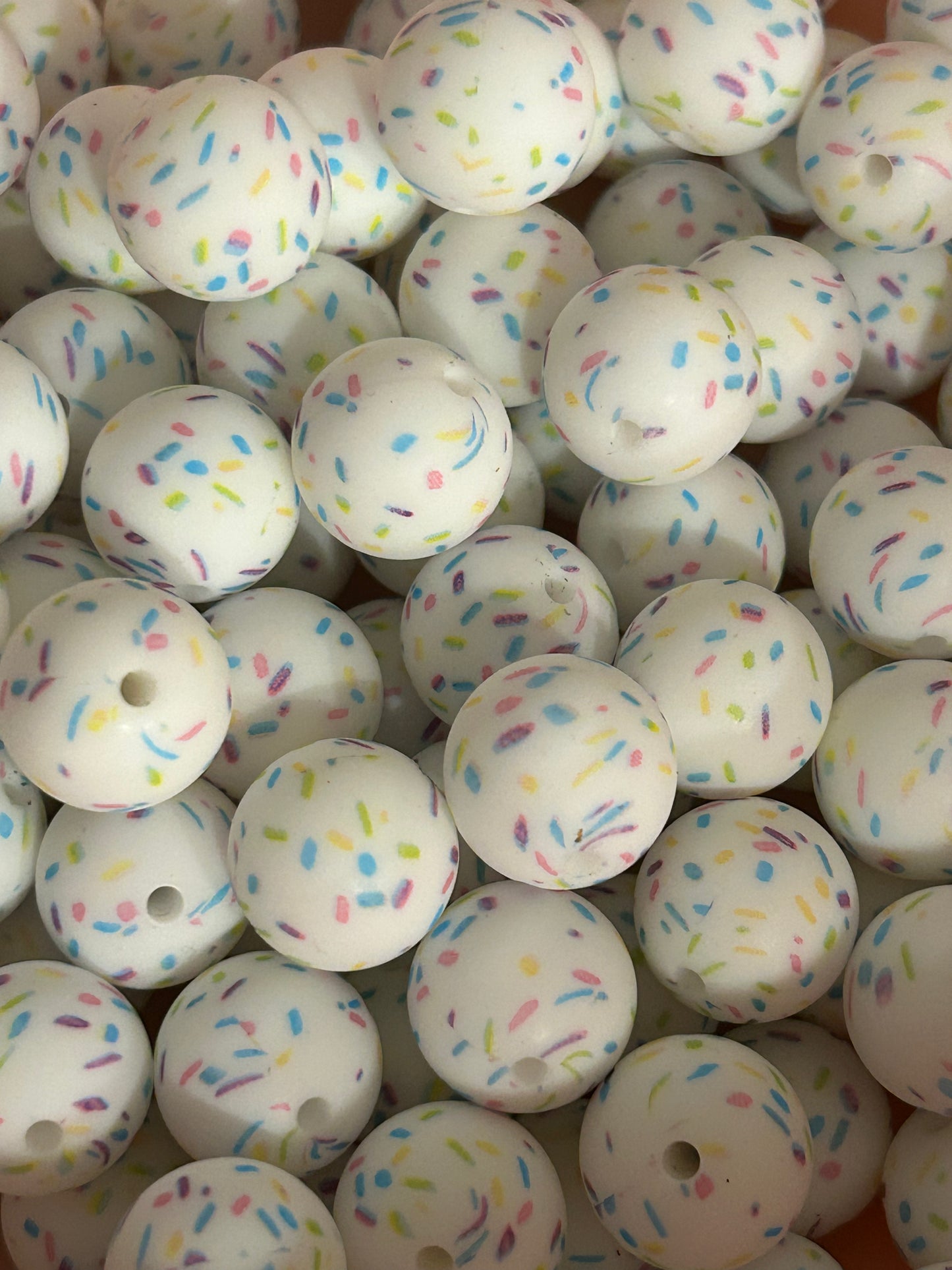 Pastel Sprinkle 15mm Printed Silicone Bead