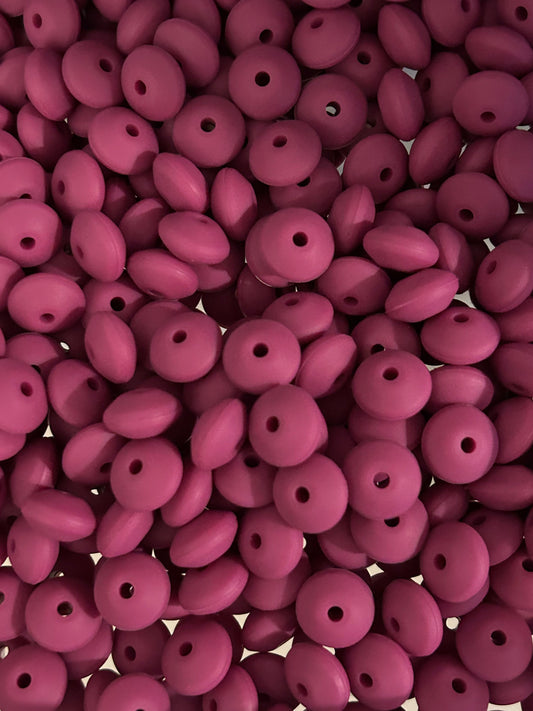 Berry 12mm Solid Color Lentil Bead