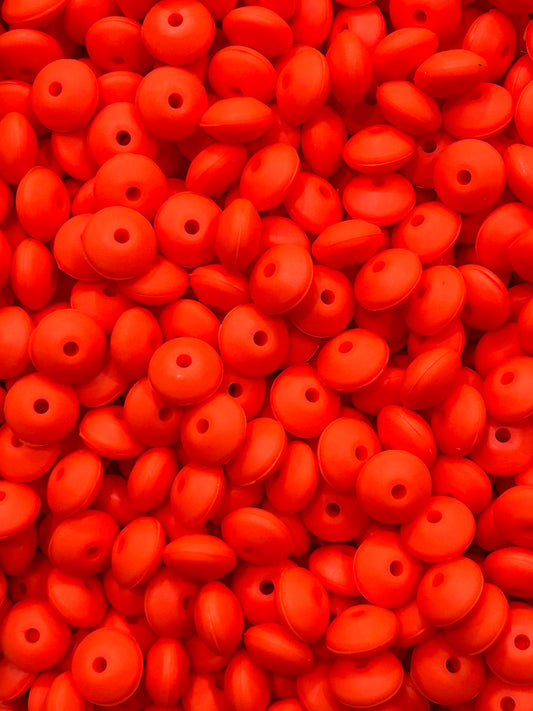 Blood Orange Custom 12mm Solid Color Lentil Bead