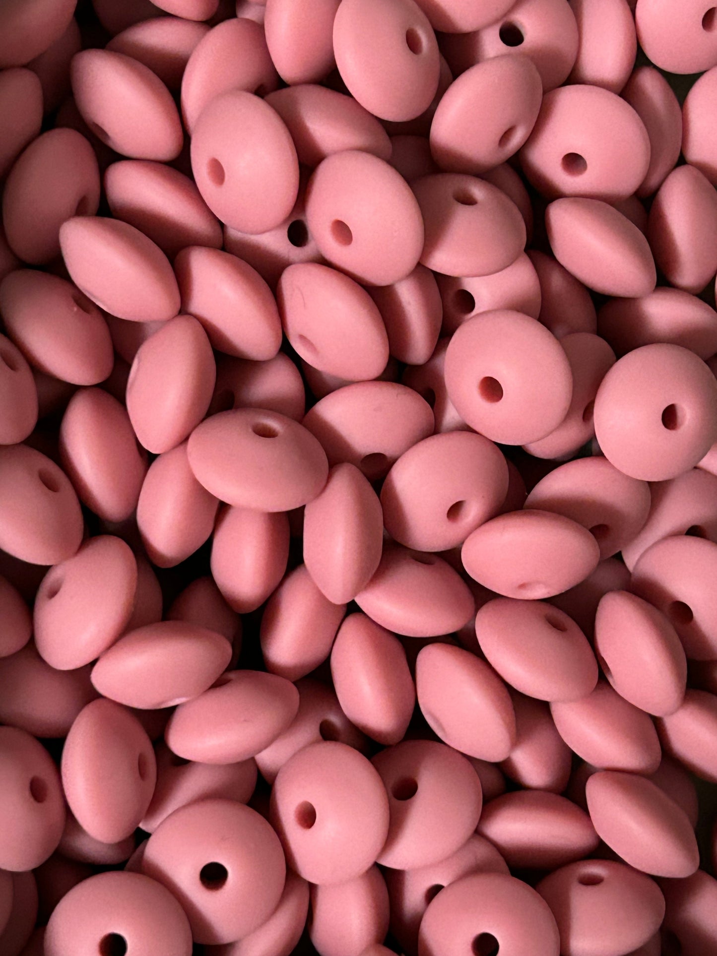 Blush Pink 12mm Solid Color Lentil Bead