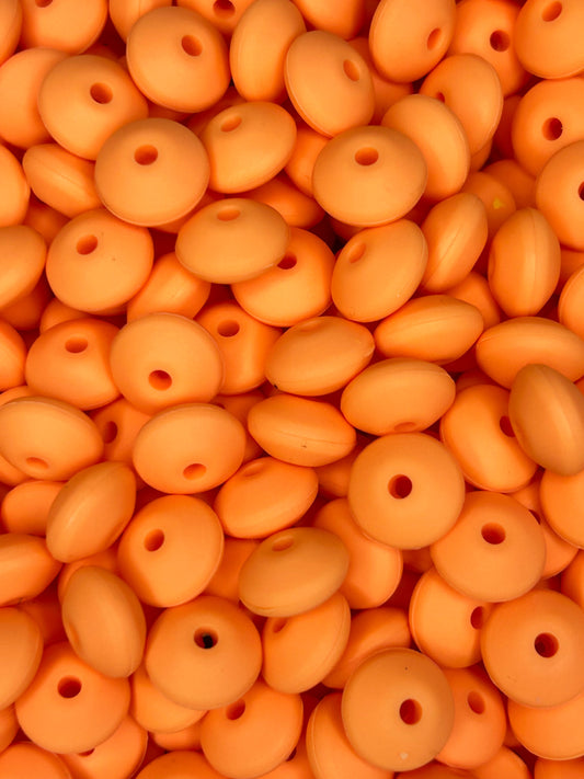 Cadmium Orange Custom 12mm Solid Color Lentil Bead