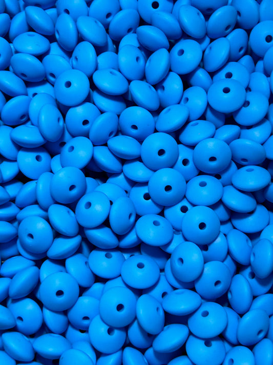 Cornflower Blue 12mm Solid Color Lentil Bead