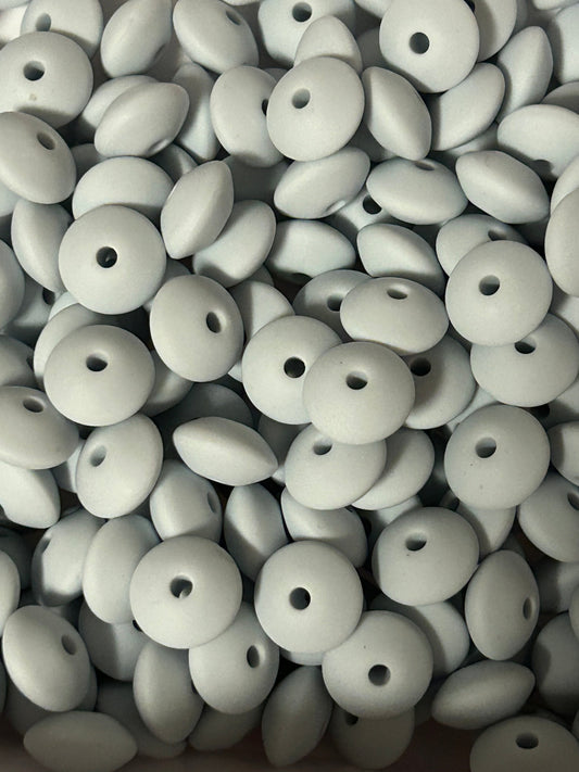 Creamy Blue 12mm Solid Color Lentil Bead