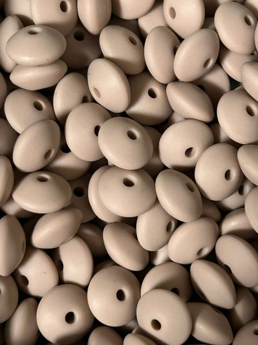 Doeskin 12mm Solid Color Lentil Bead