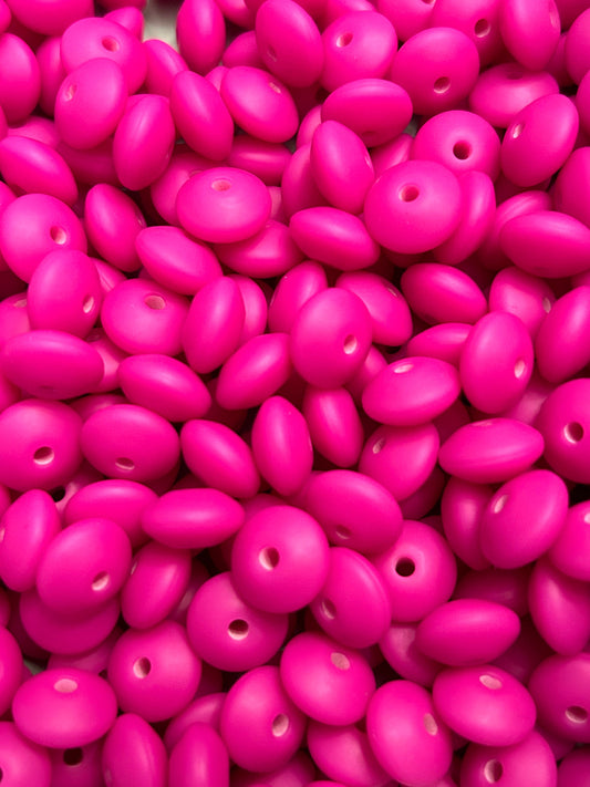 Magenta 12mm Solid Color Lentil Bead