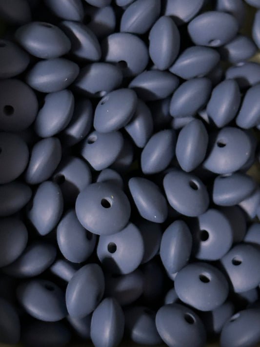 Marine Blue 12mm Solid Color Lentil Bead