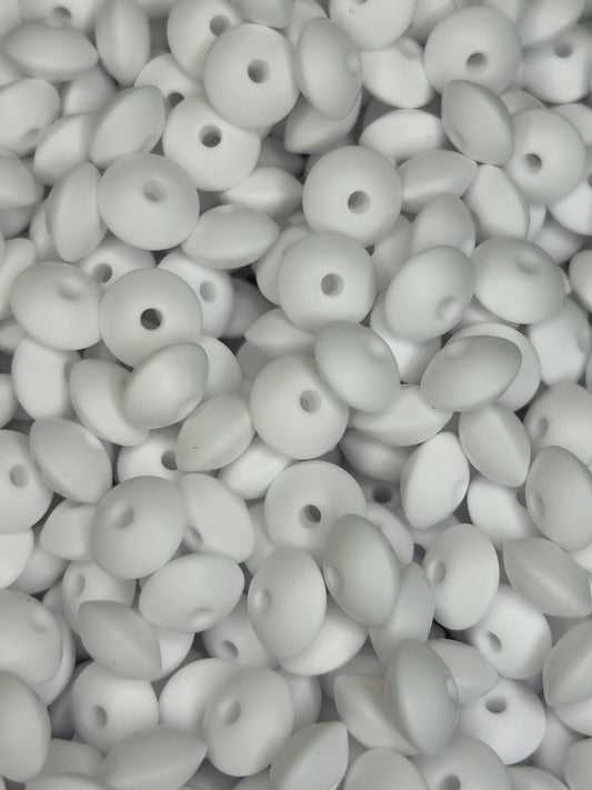 Marshmallow 12mm Solid Color Lentil Bead