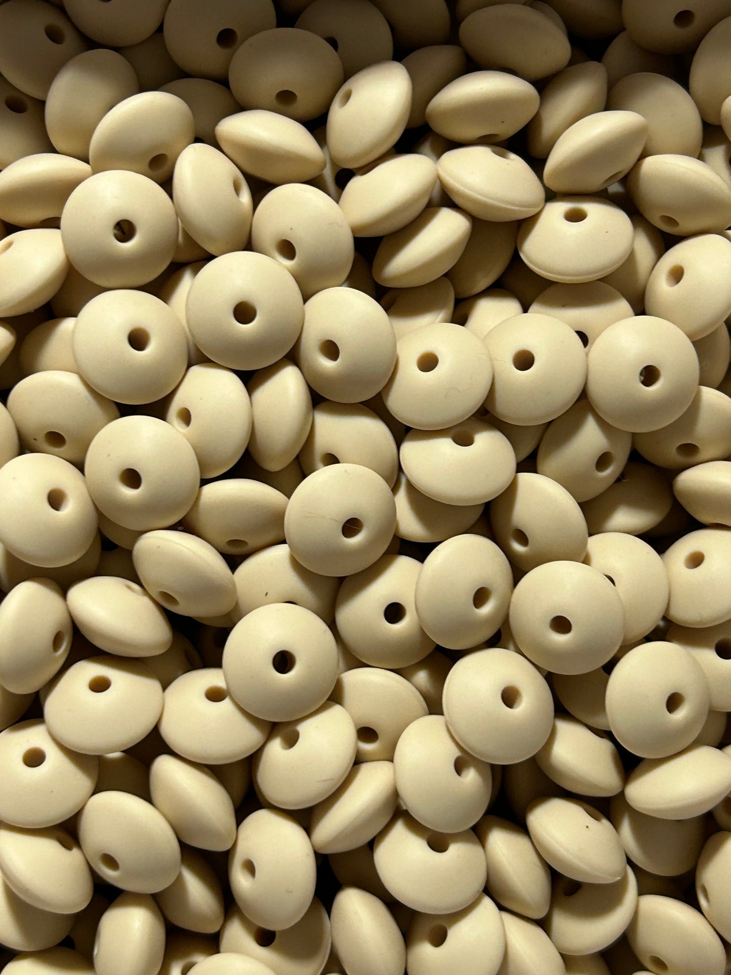 Navajo White 12mm Solid Color Lentil Bead