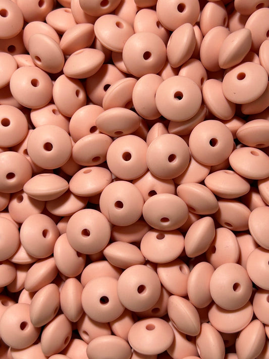 Peach 12mm Solid Color Lentil Bead