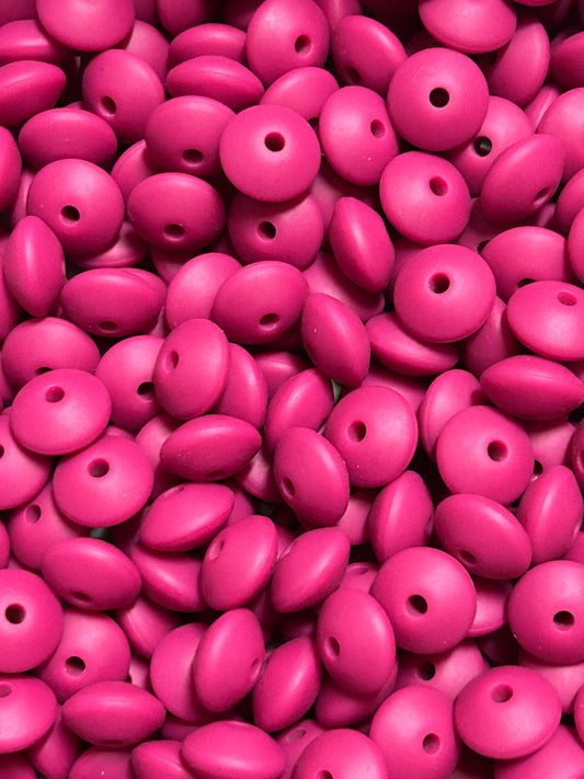 Raspberry Purple 12mm Solid Color Lentil Bead