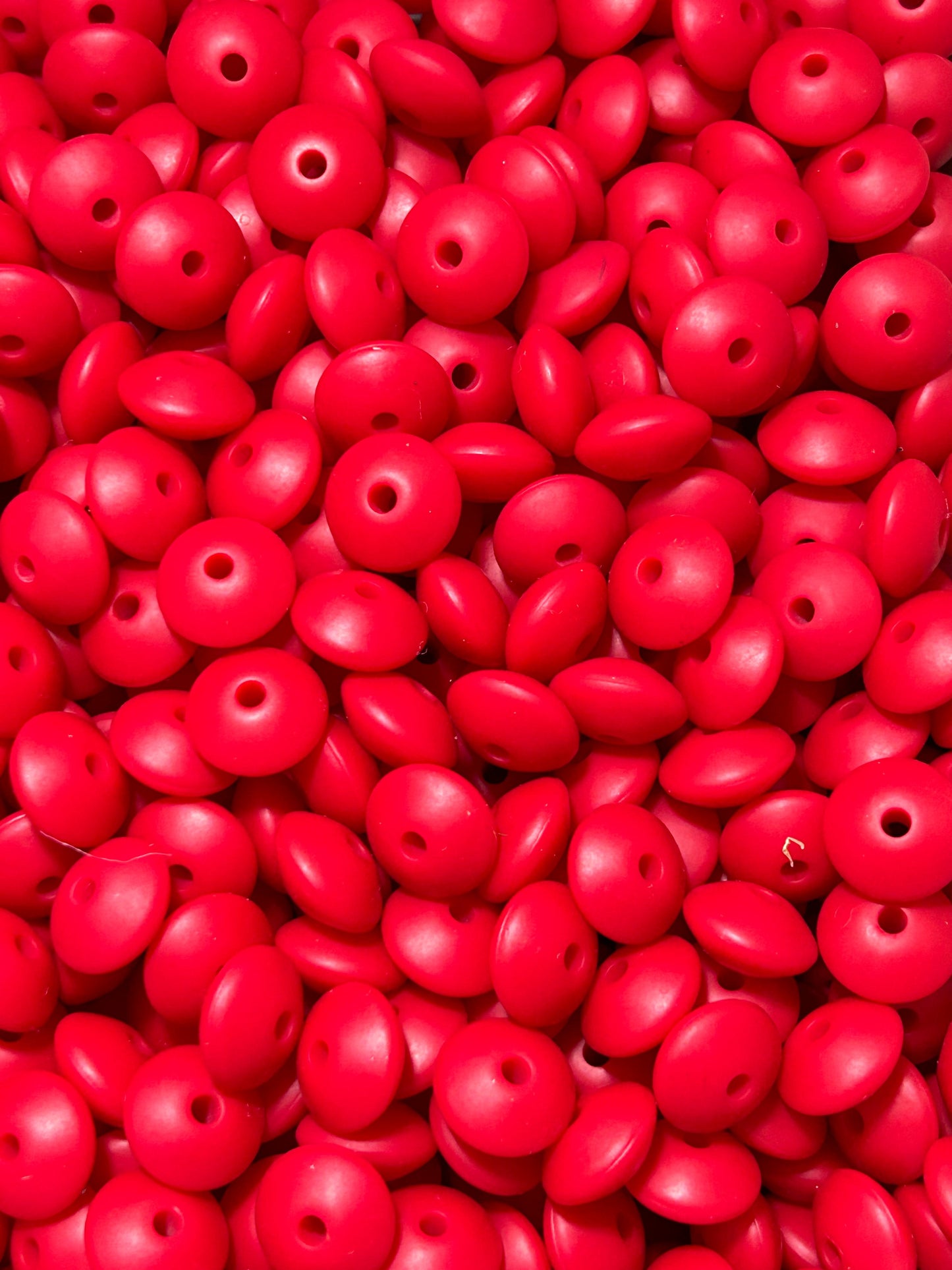 Red 12mm Solid Color Lentil Bead