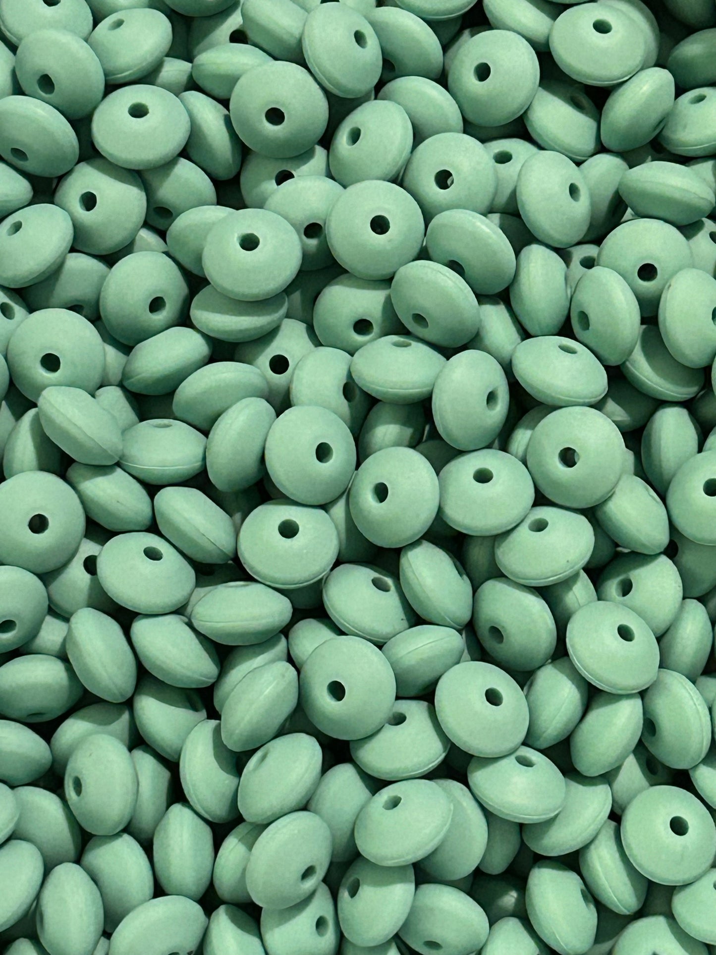 Seafoam Custom 12mm Solid Color Lentil Bead